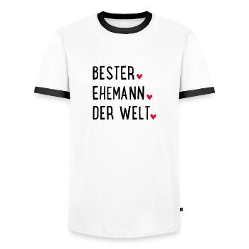 Best Husband in the World - Men's Ringer Shirt - white/black - Front - AI Model Female 172 light (172cm) & AI Model Male 178 dark (178cm)