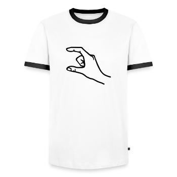 Hand - Männer Kontrast-T-Shirt - Weiß/Schwarz - Vorne - AI Model Female 172 light (172cm) & AI Model Male 178 dark (178cm)