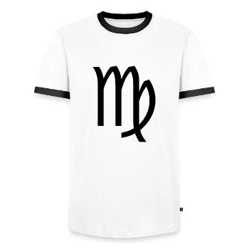 Sternzeichen Jungfrau, exklusives T-Shirt Design - Männer Kontrast-T-Shirt - Weiß/Schwarz - Vorne - AI Model Female 172 light (172cm) & AI Model Male 178 dark (178cm)