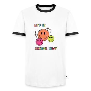 Lets be AWESOME today - Geschenkidee - Geschenk - Männer Kontrast-T-Shirt - Weiß/Schwarz - Vorne - AI Model Female 172 light (172cm) & AI Model Male 178 dark (178cm)
