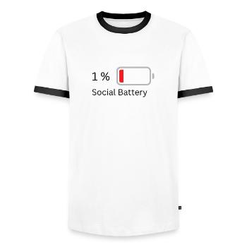 Social Battery 1 helles Shirt - Männer Kontrast-T-Shirt - Weiß/Schwarz - Vorne - AI Model Female 172 light (172cm) & AI Model Male 178 dark (178cm)