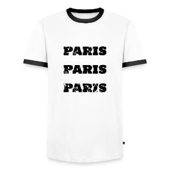 PARIS - Männer Kontrast-T-Shirt - Weiß/Schwarz - Vorne - AI Model Female 172 light (172cm) & AI Model Male 178 dark (178cm)