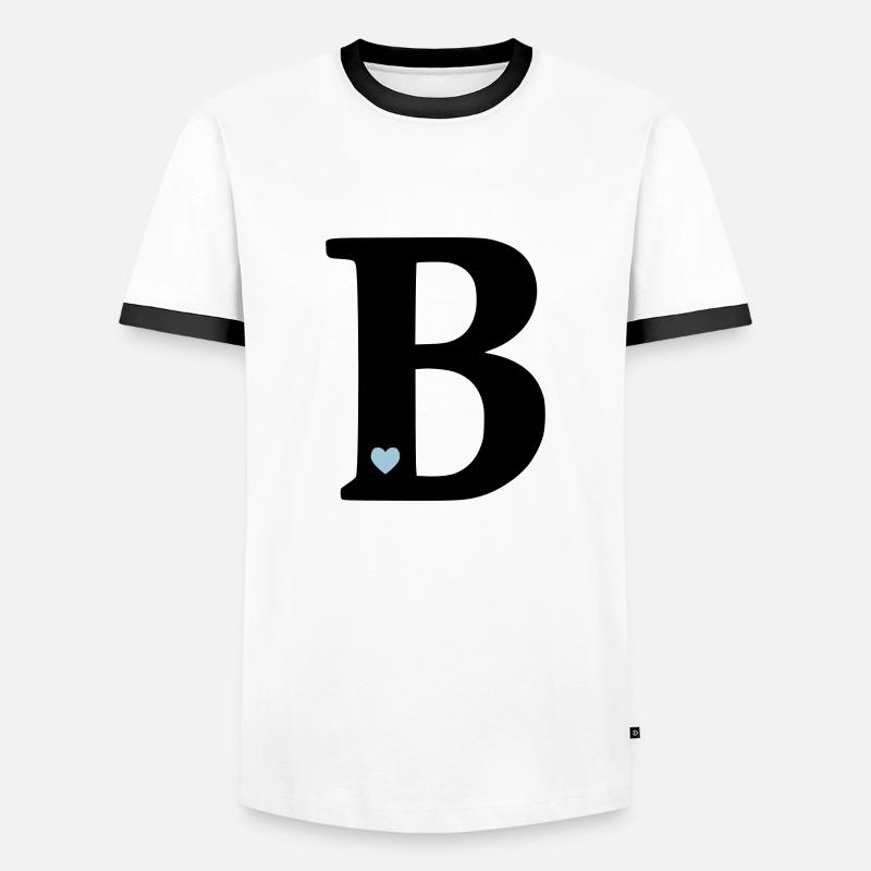 Buchstabe B Anfangsbuchstabe - Männer Kontrast-T-Shirt - Weiß/Schwarz