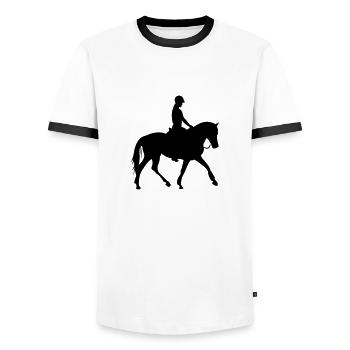 Horses, horse, riding, pony, cowboy, trot, Gallop - Men's Ringer Shirt - white/black - Front - AI Model Female 172 light (172cm) & AI Model Male 178 dark (178cm)