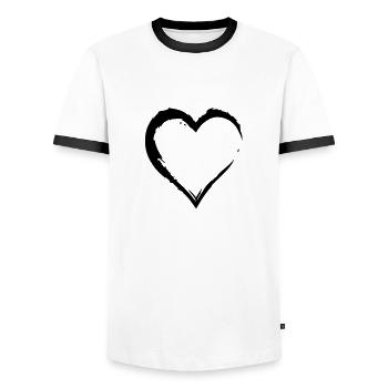 COEUR - T-shirt contrasté Homme - blanc/noir - Devant - AI Model Female 172 light (172cm) & AI Model Male 178 dark (178cm)