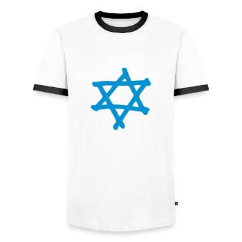 Étoile de David 2 - T-shirt contrasté Homme - blanc/noir - Devant - AI Model Female 172 light (172cm) & AI Model Male 178 dark (178cm)