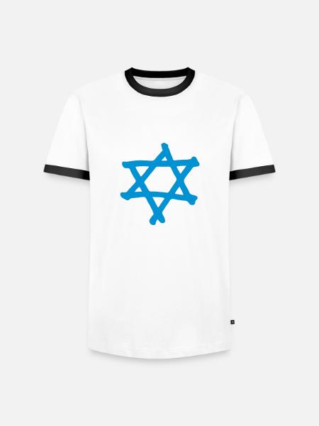 Davidstern 2 - Männer Kontrast-T-Shirt - Weiß/Schwarz