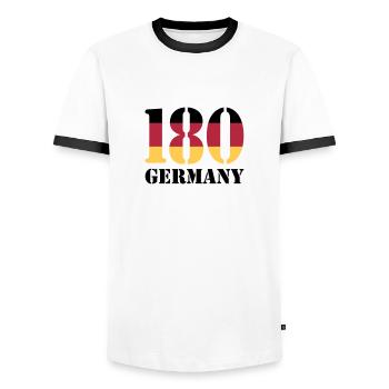 180 Germany - Männer Kontrast-T-Shirt - Weiß/Schwarz - Vorne - AI Model Female 172 light (172cm) & AI Model Male 178 dark (178cm)