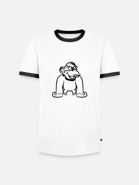 monkey funny goofy - Men's Ringer Shirt - white/black
