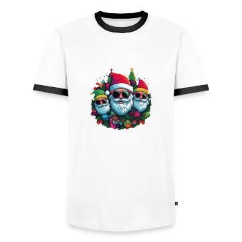 Cool Santas with sunglasses - Men's Ringer Shirt - white/black - Front - AI Model Female 172 light (172cm) & AI Model Male 178 dark (178cm)