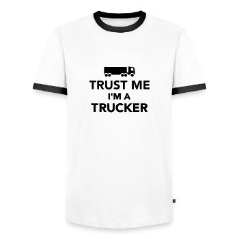 Trucker - Männer Kontrast-T-Shirt - Weiß/Schwarz - Vorne - AI Model Female 172 light (172cm) & AI Model Male 178 dark (178cm)