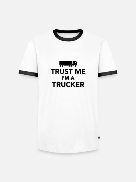 Trucker - Männer Kontrast-T-Shirt - Weiß/Schwarz