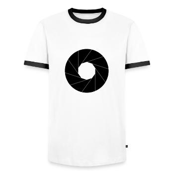 shutter - Männer Kontrast-T-Shirt - Weiß/Schwarz - Vorne - AI Model Female 172 light (172cm) & AI Model Male 178 dark (178cm)