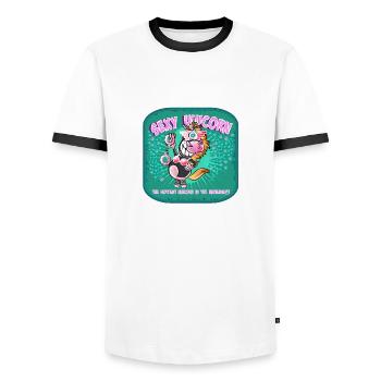 Sexy Unicorn, scharfes Einhorn in Dessous - Männer Kontrast-T-Shirt - Weiß/Schwarz - Vorne - AI Model Female 172 light (172cm) & AI Model Male 178 dark (178cm)