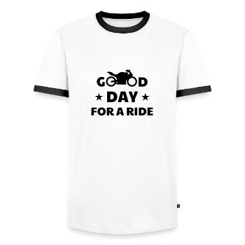 Biker Motorbike Motorrad Moto Motard Speed Sport - Men's Ringer Shirt - white/black - Front - AI Model Female 172 light (172cm) & AI Model Male 178 dark (178cm)