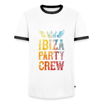 Ibiza Party Crew Saying - Men's Ringer Shirt - white/black - Front - AI Model Female 172 light (172cm) & AI Model Male 178 dark (178cm)