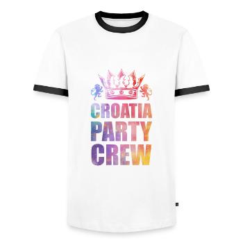 Croatia Party Crew Spruch - Männer Kontrast-T-Shirt - Weiß/Schwarz - Vorne - AI Model Female 172 light (172cm) & AI Model Male 178 dark (178cm)