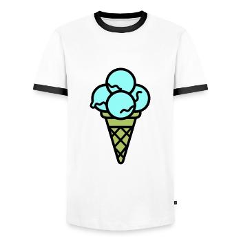 Eicreme Eis Lecker - Männer Kontrast-T-Shirt - Weiß/Schwarz - Vorne - AI Model Female 172 light (172cm) & AI Model Male 178 dark (178cm)