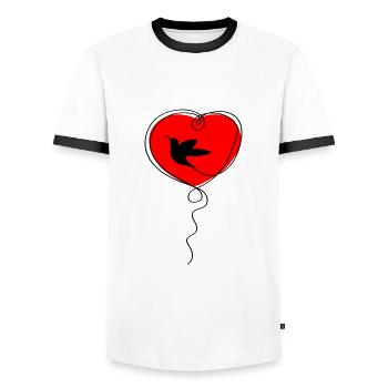 Amour du cœur de colibri - T-shirt contrasté Homme - blanc/noir - Devant - AI Model Female 172 light (172cm) & AI Model Male 178 dark (178cm)