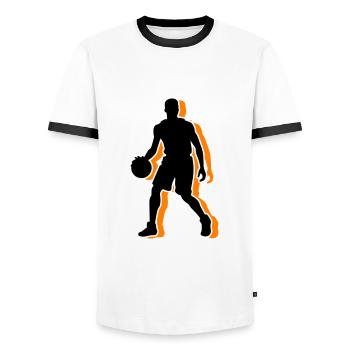 Symbole de joueur de basket-ball Joueur de basket-ball Homme - T-shirt contrasté Homme - blanc/noir - Devant - AI Model Female 172 light (172cm) & AI Model Male 178 dark (178cm)