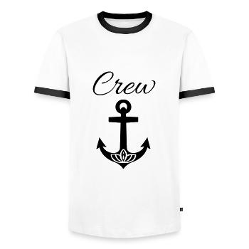 Membre d’équipage - Logo de l’équipe - T-shirt contrasté Homme - blanc/noir - Devant - AI Model Female 172 light (172cm) & AI Model Male 178 dark (178cm)