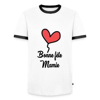 OMA. MAMA. MUTTERTAG. ALLES GUTE ZUM OMA-TAG - Männer Kontrast-T-Shirt - Weiß/Schwarz - Vorne - AI Model Female 172 light (172cm) & AI Model Male 178 dark (178cm)