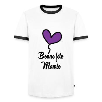 MAMIE. GRAND-MERE. FÊTE DES MÈRES - T-shirt contrasté Homme - blanc/noir - Devant - AI Model Female 172 light (172cm) & AI Model Male 178 dark (178cm)