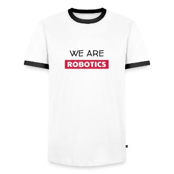 robotique / robot / roboticien / technologie - T-shirt contrasté Homme - blanc/noir - Devant - AI Model Female 172 light (172cm) & AI Model Male 178 dark (178cm)