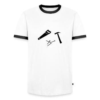 tool - Men's Ringer Shirt - white/black - Front - AI Model Female 172 light (172cm) & AI Model Male 178 dark (178cm)