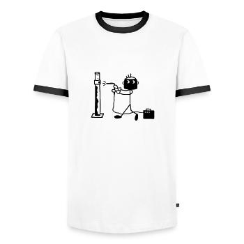 Welder - fitter - Men's Ringer Shirt - white/black - Front - AI Model Female 172 light (172cm) & AI Model Male 178 dark (178cm)