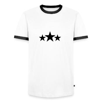 3 stars x2 DE - Männer Kontrast-T-Shirt - Weiß/Schwarz - Vorne - AI Model Female 172 light (172cm) & AI Model Male 178 dark (178cm)