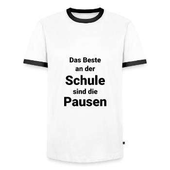 Schule Schüler Pausen Lernen - Männer Kontrast-T-Shirt - Weiß/Schwarz - Vorne - AI Model Female 172 light (172cm) & AI Model Male 178 dark (178cm)