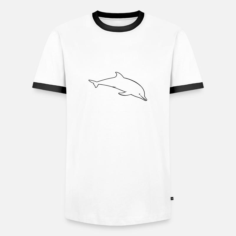 Delfin - Männer Kontrast-T-Shirt - Weiß/Schwarz