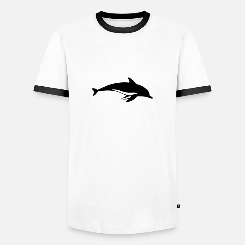 Delfin - Männer Kontrast-T-Shirt - Weiß/Schwarz
