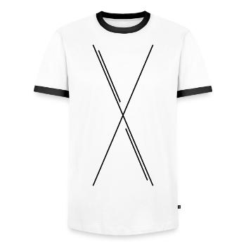 X - Men's Ringer Shirt - white/black - Front - AI Model Female 172 light (172cm) & AI Model Male 178 dark (178cm)