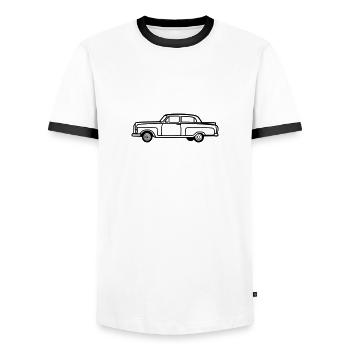 Car - Men's Ringer Shirt - white/black - Front - AI Model Female 172 light (172cm) & AI Model Male 178 dark (178cm)