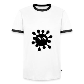 ★ Design colors changeable ★ Virus with googly eyes - Men's Ringer Shirt - white/black - Front - AI Model Female 172 light (172cm) & AI Model Male 178 dark (178cm)