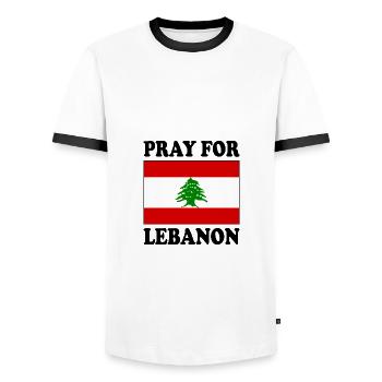 Pray for lebanon - Men's Ringer Shirt - white/black - Front - AI Model Female 172 light (172cm) & AI Model Male 178 dark (178cm)