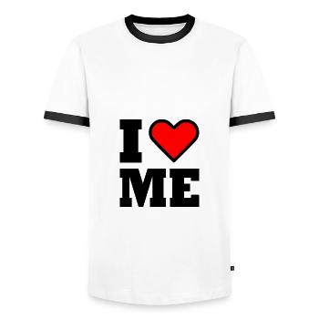 I love me - T-shirt contrasté Homme - blanc/noir - Devant - AI Model Female 172 light (172cm) & AI Model Male 178 dark (178cm)