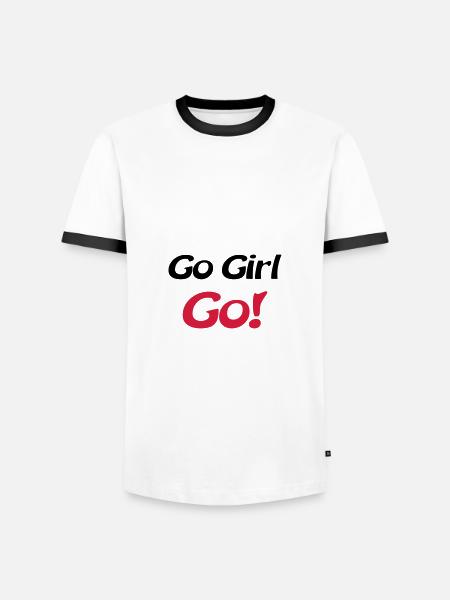 go girl go - Men's Ringer Shirt - white/black