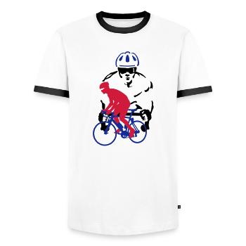 Rennrad - Men's Ringer Shirt - white/black - Front - AI Model Female 172 light (172cm) & AI Model Male 178 dark (178cm)