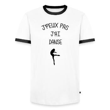 Danse Danseur Danseuse Musique Music - T-shirt contrasté Homme - blanc/noir - Devant - AI Model Female 172 light (172cm) & AI Model Male 178 dark (178cm)
