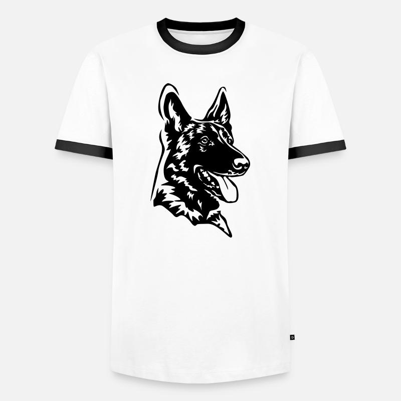 Malinois head - Men's Ringer Shirt - white/black