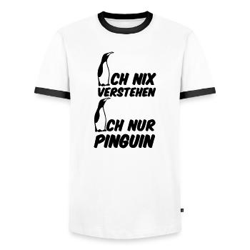 Ich nur Pinguin Fun lustig Humor Geschenk - Männer Kontrast-T-Shirt - Weiß/Schwarz - Vorne - AI Model Female 172 light (172cm) & AI Model Male 178 dark (178cm)