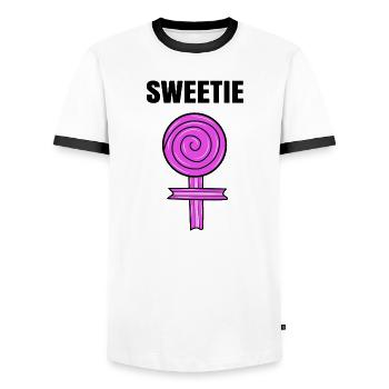 Zucker Süßigkeiten Spruch Naschkatzen Bonbon - Männer Kontrast-T-Shirt - Weiß/Schwarz - Vorne - AI Model Female 172 light (172cm) & AI Model Male 178 dark (178cm)