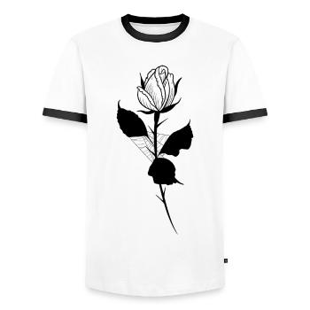 Rose tattoo - T-shirt contrasté Homme - blanc/noir - Devant - AI Model Female 172 light (172cm) & AI Model Male 178 dark (178cm)