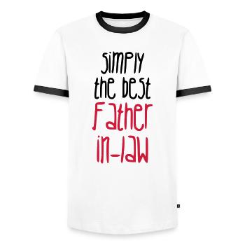 Father in law Schwiegervater Beau Pere Beau-Père - Men's Ringer Shirt - white/black - Front - AI Model Female 172 light (172cm) & AI Model Male 178 dark (178cm)