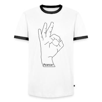 Perfekt - Männer Kontrast-T-Shirt - Weiß/Schwarz - Vorne - AI Model Female 172 light (172cm) & AI Model Male 178 dark (178cm)