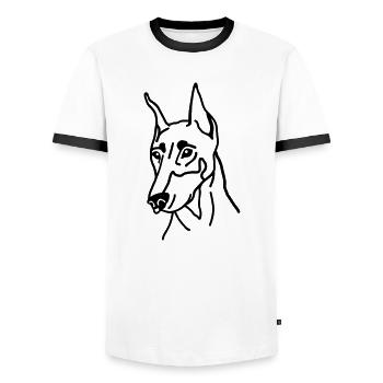 Dobermann - Männer Kontrast-T-Shirt - Weiß/Schwarz - Vorne - AI Model Female 172 light (172cm) & AI Model Male 178 dark (178cm)