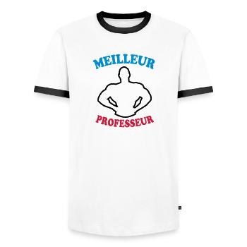 Meilleur professeur - T-shirt contrasté Homme - blanc/noir - Devant - AI Model Female 172 light (172cm) & AI Model Male 178 dark (178cm)